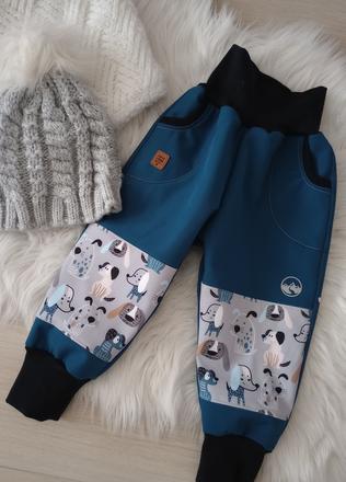 Rastúce softshellové nohavice - psíky, 86 - 146