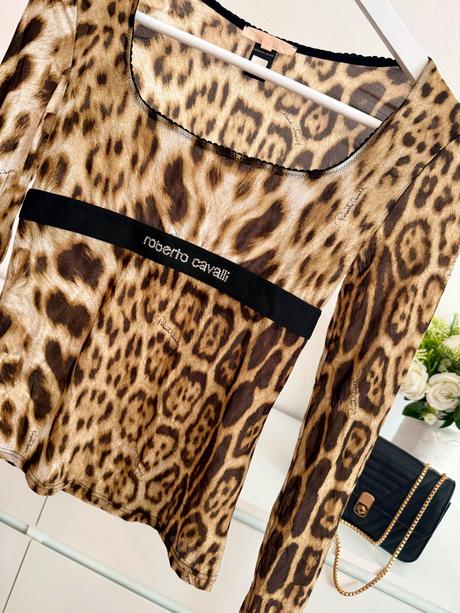 Luxusný roberto cavalli leopard top, s