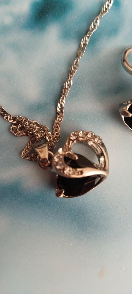 Súprava šperk, syntetický onyx  čierny kameň, 