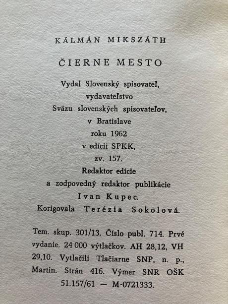 Čierne mesto - kálmán mikszáth (1962), 