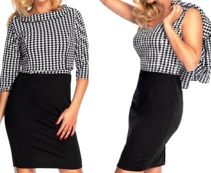 Peekaboo čierno-biele vzorované šaty + crop top, 38 - xl