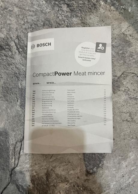 Mlynček na mäso bosch mfw3x10b 500w, bosch