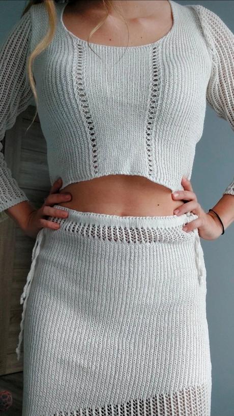 Pleteny komplet set sukna a top s/m, s