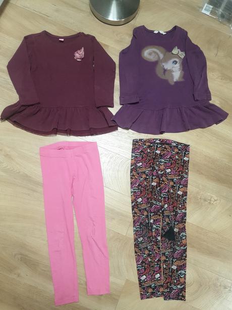 2x leginky +2x tuniky cena spolu, 122–134