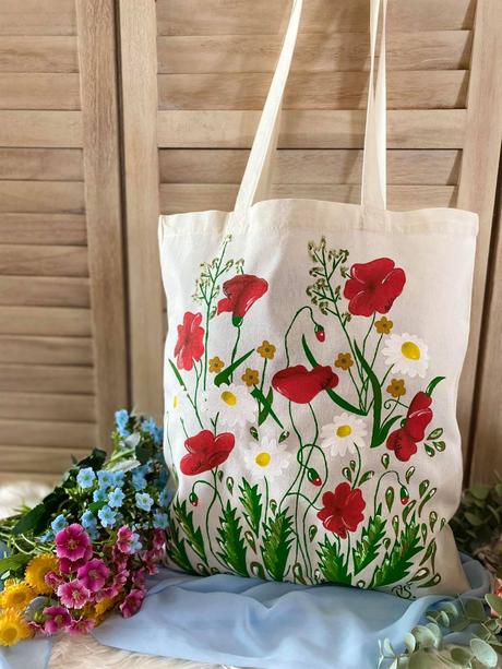 Plátené, ručne maľované tašky, 