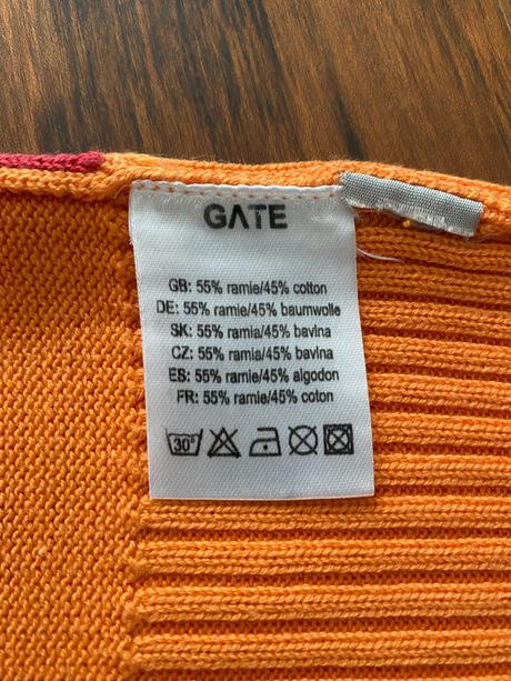 Pulover oranžová/biela/tyrkysová, s