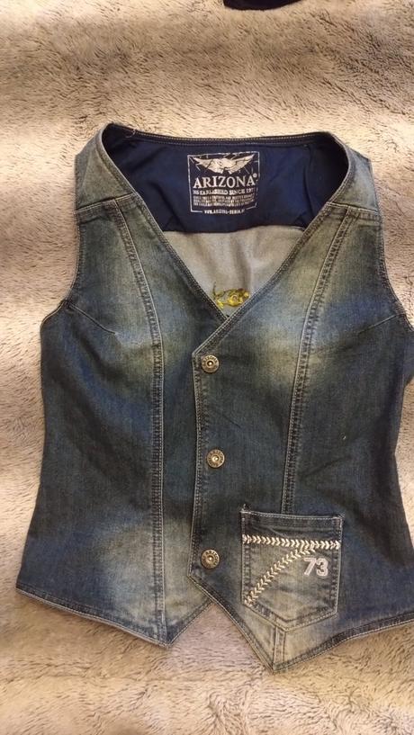 Vyšívaná riflová vesta, s