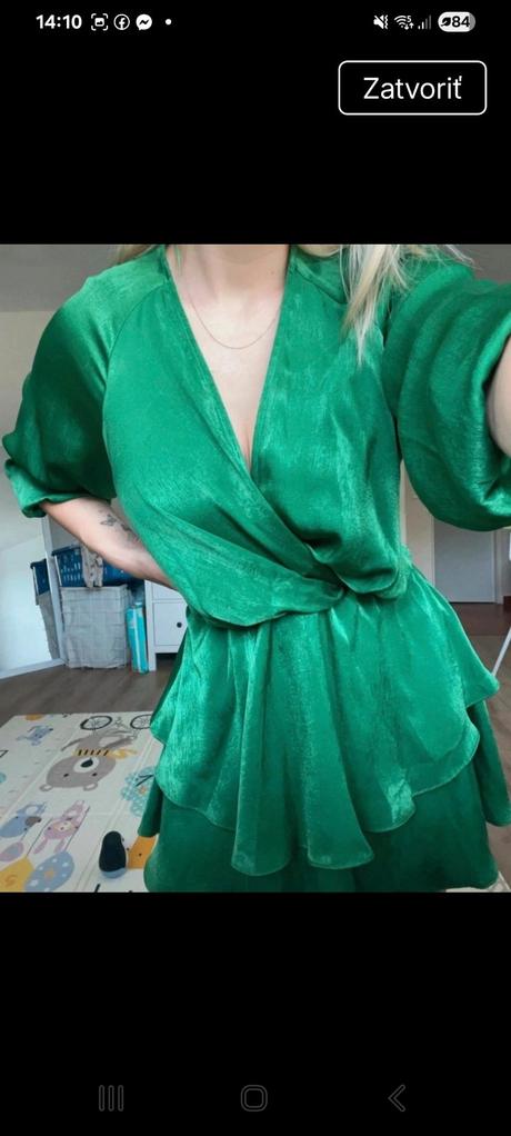 Zara satenove smaragdovo zelene saty, zara,m