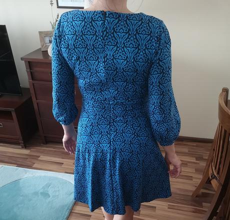 Modré šaty boden, mini boden,38