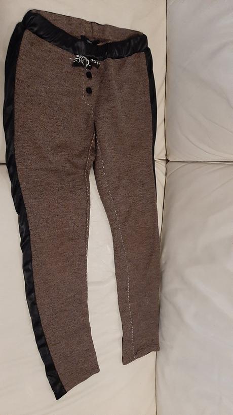 Dievčenské elegantné legíny kombinácia s kožou, mirau,146