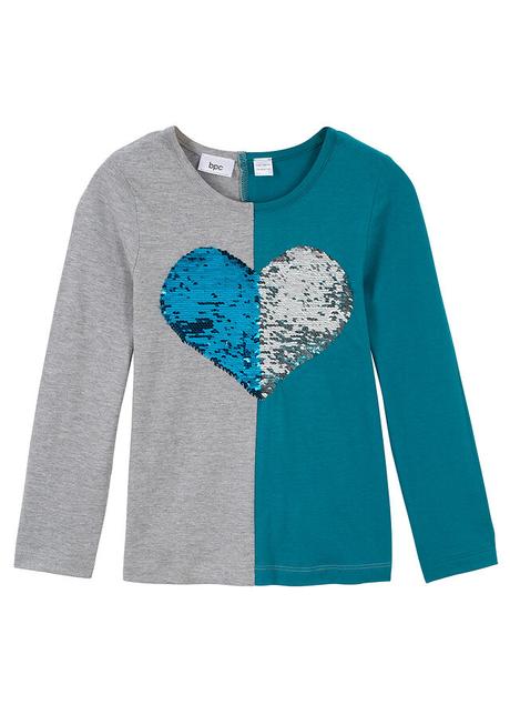 Tričko s flitrovaným srdiečkom, bonprix,152