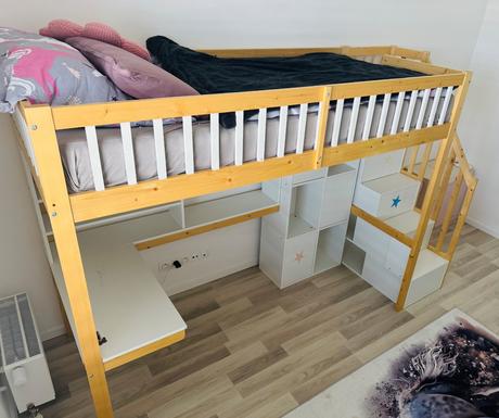 Poschodova postel so stolikom, šírka (cm): 90,dĺžka (cm): 200