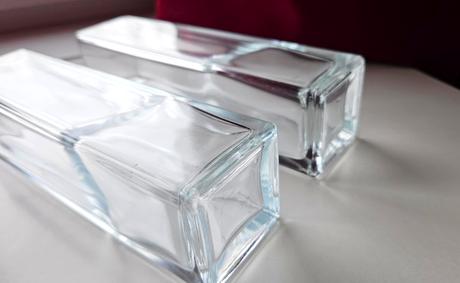 Štvorcová / hranatá váza ikea, sklo, 2 ks, 21 cm, 