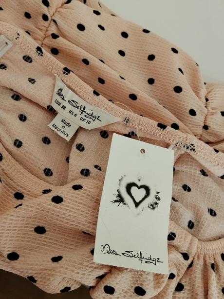 Bodkovaný top miss selfridge  jemná ružová, miss selfridge,38