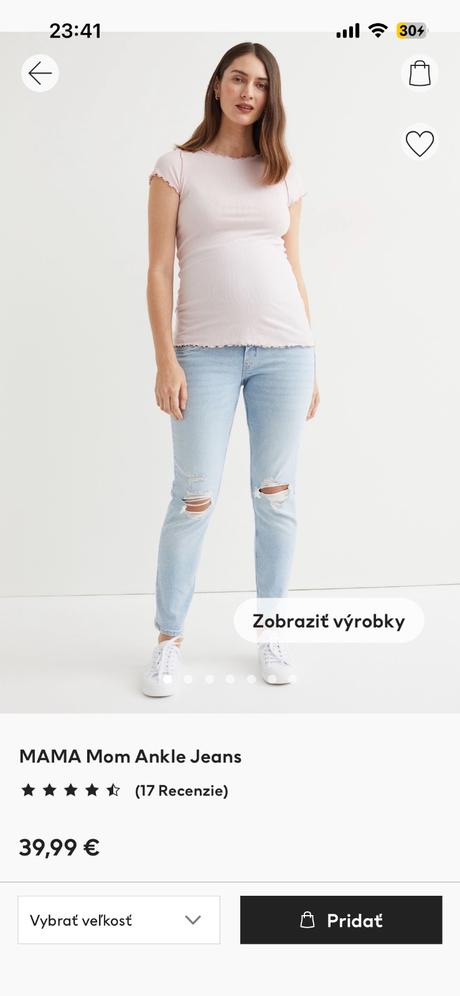 Tehotenské rifle slabomodré, h&m,m