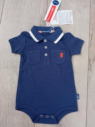 Chlapčenské body s vreckami a macíkom (0-3 mes.), original marines,56