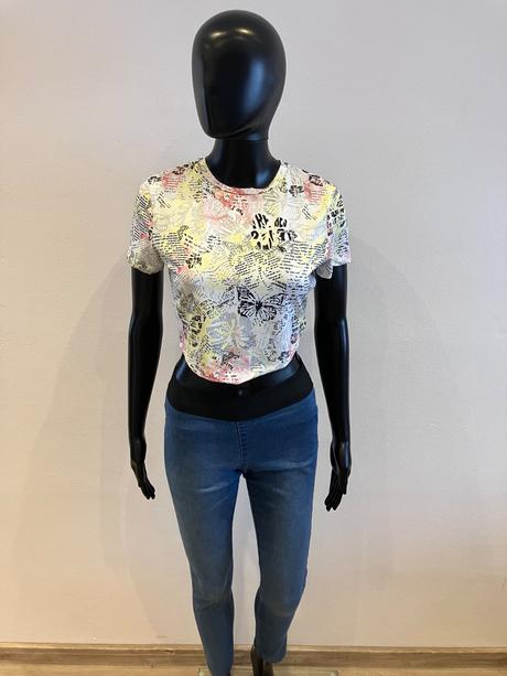 Farebné crop tričko bershka (l), bershka,l