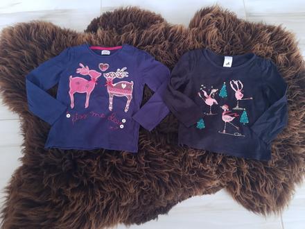 2x vianočné tričko s dlhým rukávom 98, 98