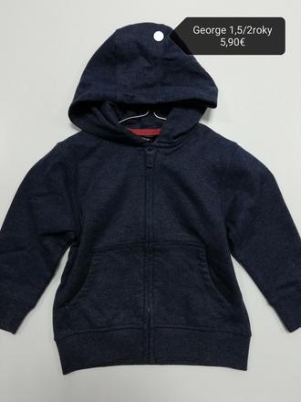 Modrá bavlnená mikina s kapucou, george,92