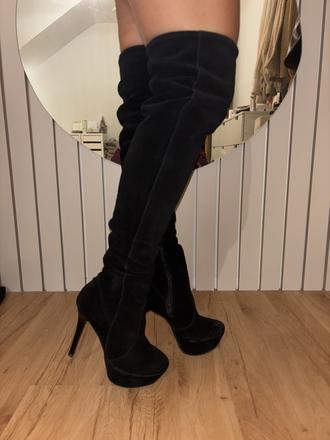 Kožené čižmy nad koleno, 36