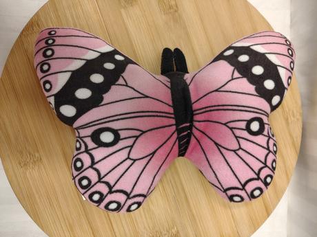 Plyšový ružovo čierny motýľ, 22 cm,