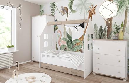 Detská posteľ domček, šírka (cm): 80,dĺžka (cm): 160