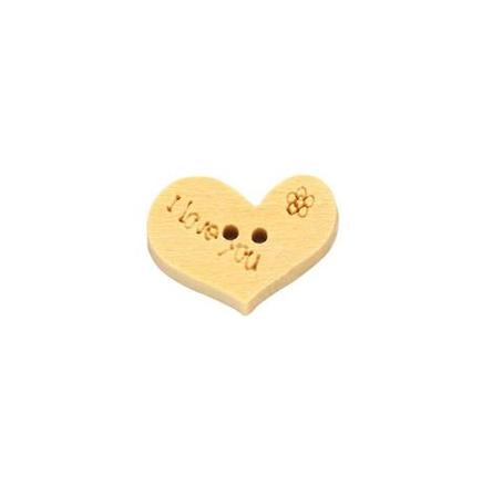 Drevený gombík srdiečko - i love you, 