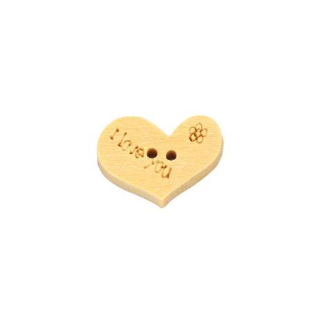 Drevený gombík srdiečko - i love you, 