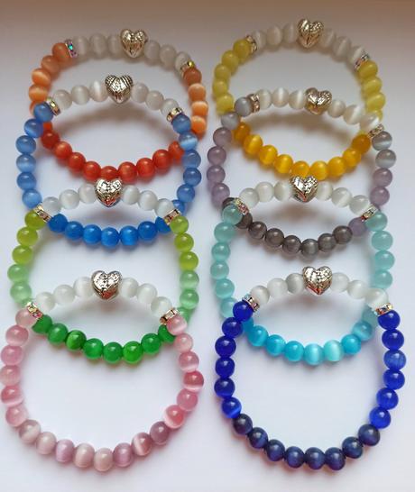 Handmade náramky -mačacie oko,aj set s náušnicami, 