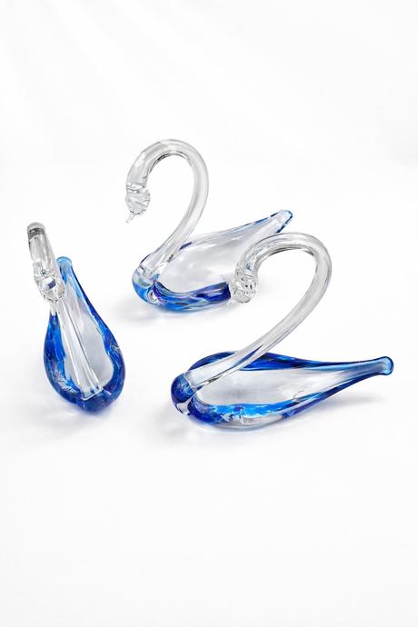 Sklenené dekoratívne labute, 