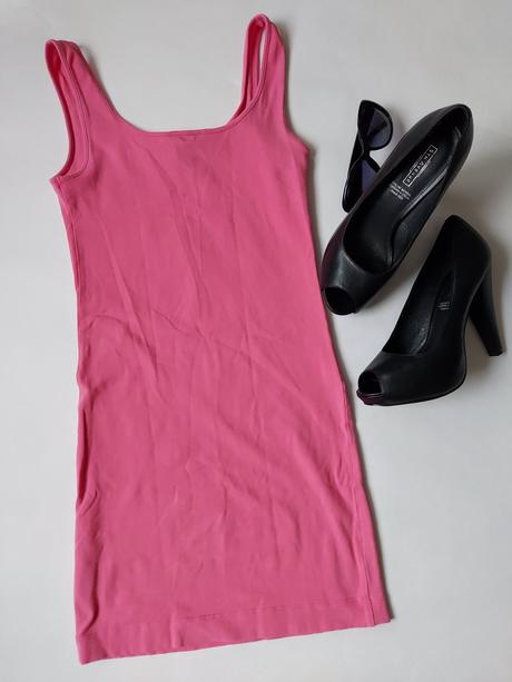Ružové tričkové šaty, h&m,xs