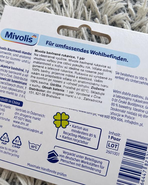 Mivolis Bavlnené rukavice, 1 pár