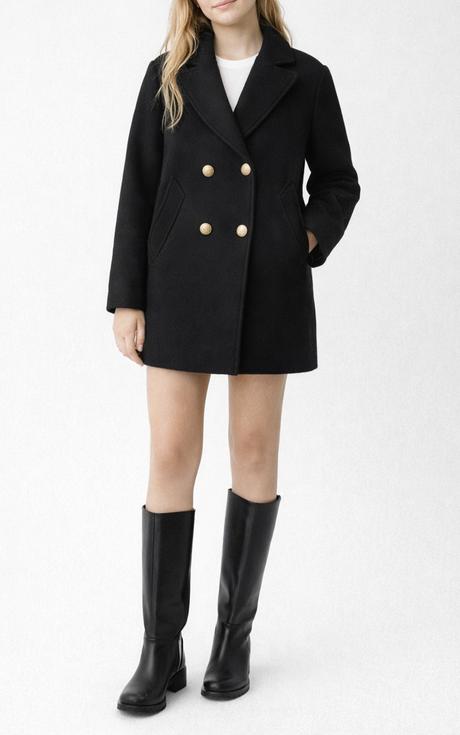 Zara kvalitný čierny kabát, zara,152