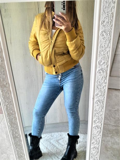 Horčicovo zlatá zimná bunda-s, s