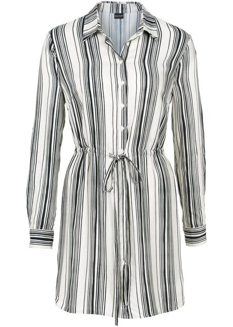 Biele pásikavé košeľové šaty, bonprix,36