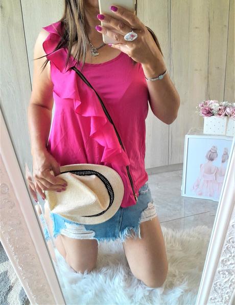 Cyklaménový top s volánom-s/m, s