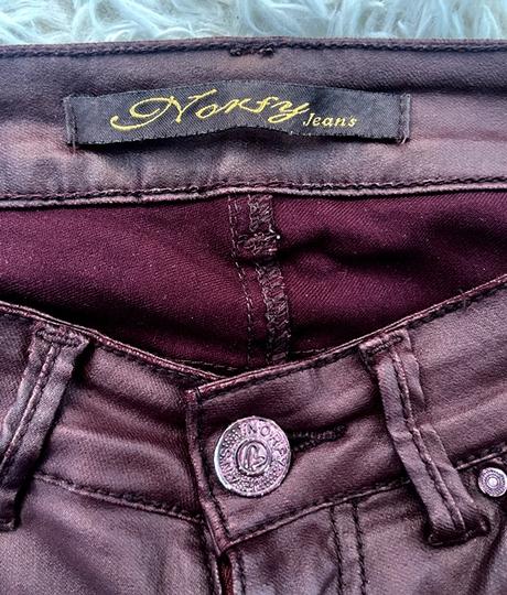 Damske bordove nohavice jeans, m