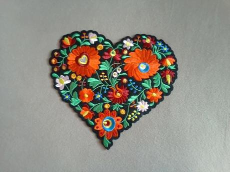Nažehľovačka kvetové srdce folk 20,5x21cm (nz458), 