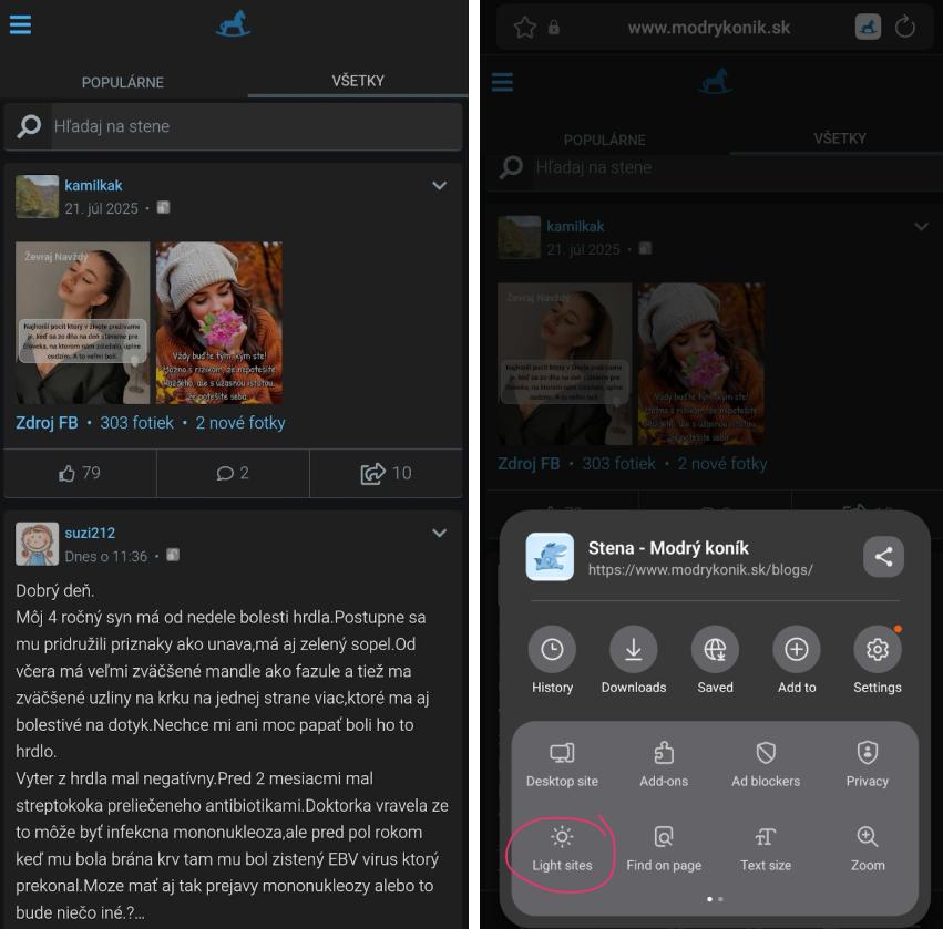 Nastavenie Auto Dark Mode v Samsung Internet