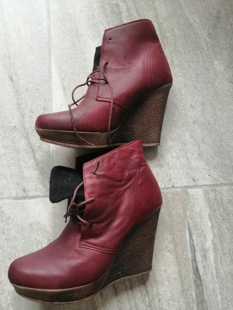 Bordové členkové zatepl. čižmy,v38,koža,vd 24,5cm, 38