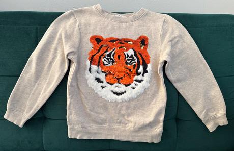 Pulóver/mikina s flitrami a kožušinkou, h&m,122