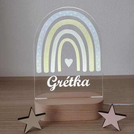 Detská nočná lampa s vlastným menom dúha iv.,