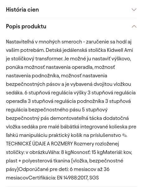 Detská jedálenská stolička kidwell ami sivá, 