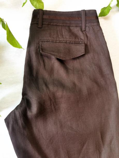 Ľanové nohavice s mašličkou na pásci, h&m,36