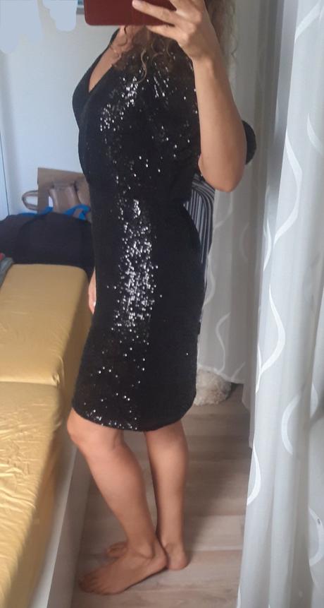 Čierne flitrovane šaty, f&f,38