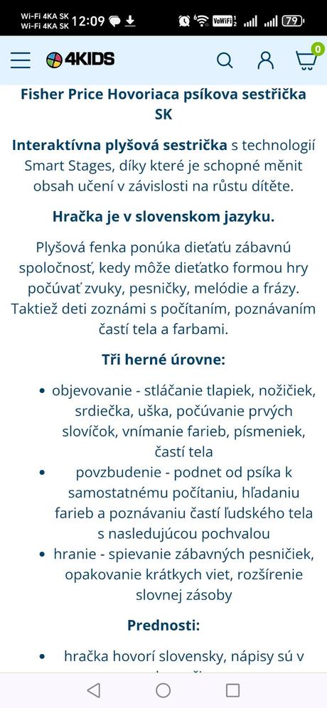 Hovoriaca psíkova sestrička fisher price,