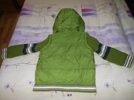 Zelená bundička next s pletenými rukávmi 98, next,98