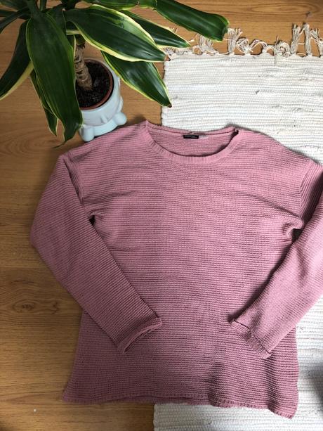 Ružový pletený jarny sveter, s