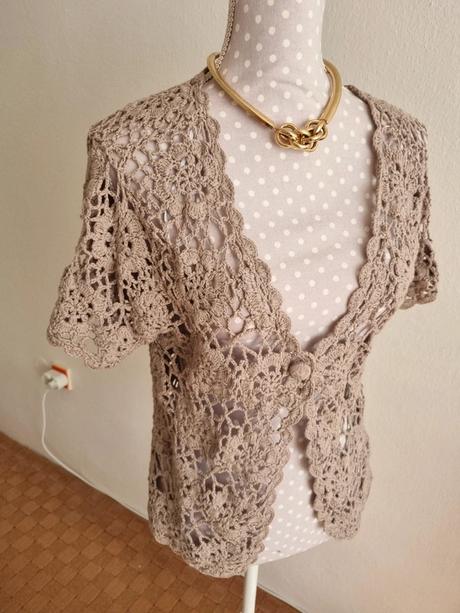 Krémové háčkované bolerko 40, 40