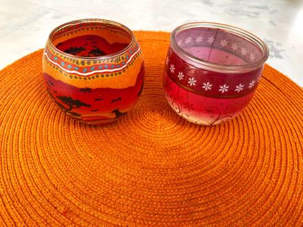 Sklenené nádobky na sviečku 2 ks,